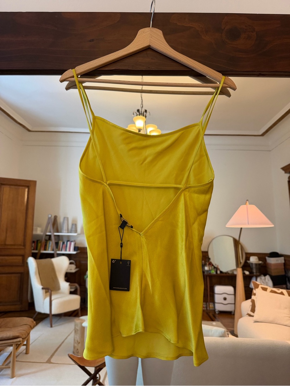 Massimo Dutti Lemon-Green Silk Spaghetti Strap Cami - Size S - Picture 5 of 8
